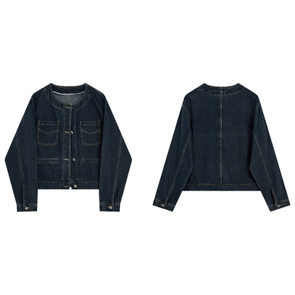 ノーカラーデニムジャケット X-228