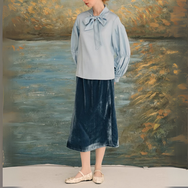 ベルベットラインミモレ丈スカート  　《Z00704》