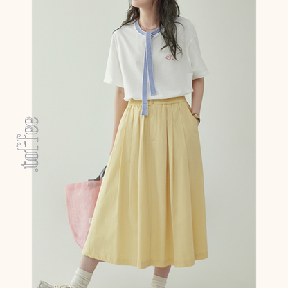 ブルーストライプタイ付きドロップショルダートップ　Z00462