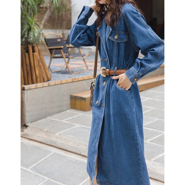 ダブルブレストデニムワンピース AU-325