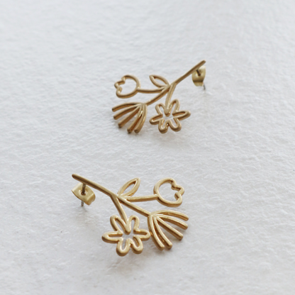 フラワーラインアートピアス X-165