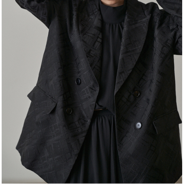 ダブルブレスミドル丈ルーズジャケット X-434
