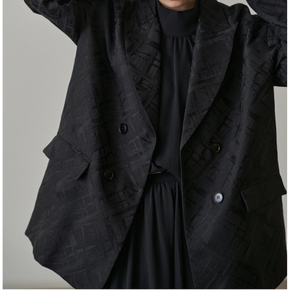 ダブルブレスミドル丈ルーズジャケット X-434