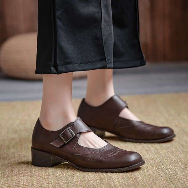 【２color】アッパーベルトレトロレザーシューズ　AU-161
