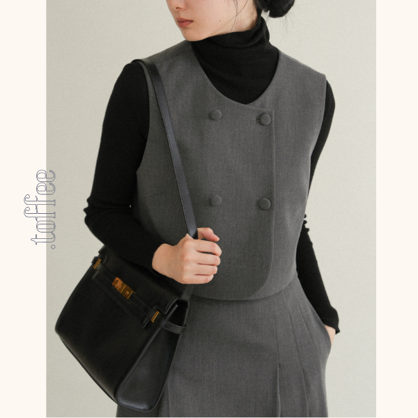 ノーカラークロップド丈ジャケット＆Aラインロングスカートセットアップ　《Z00761》