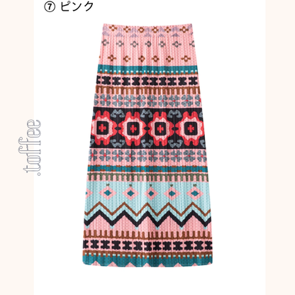 【8pattern】マルチカラーロングプリーツスカート《Z01068》