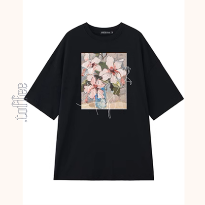 【3color】フラワープリントオーバーサイズTシャ《Z00993》