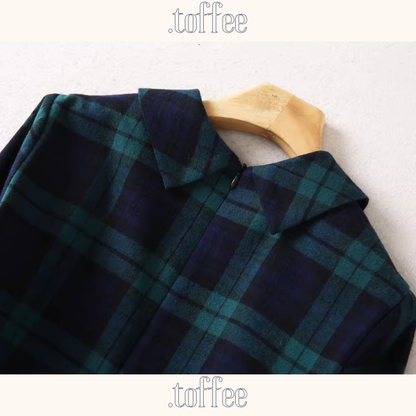 純綿タータンのスリムエレガントワンピ《Z01247》