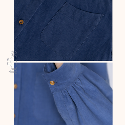 【2color】フリルネックコーデュロイブラウス　《Z00645》