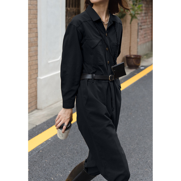 【２color】ウエストベルトメンズライクジャンプスーツ　AU-224