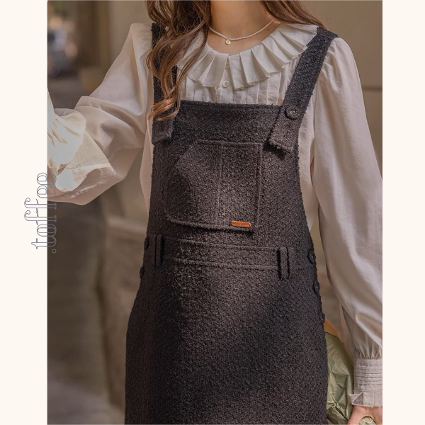 【2color】スクエアネックサスペンダーワンピース《Z00855》