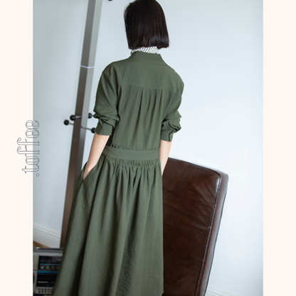 【2color】斜め前立てロングワンピース　Z00551