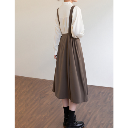 【3color】アシンメトリーサスペンダースカート X-313