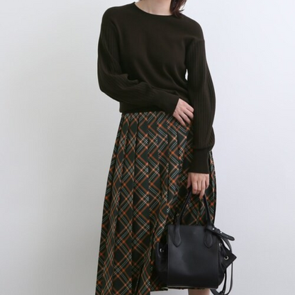 【２color】レトロチェックプリーツAラインスカート w-010