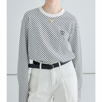 斜めストライプカットソー X-293