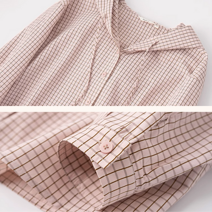 【2color】チェック柄フーディーシャツ《Z00978》