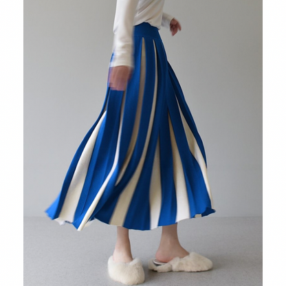 【６color】バイカラープリーツスカート w-079