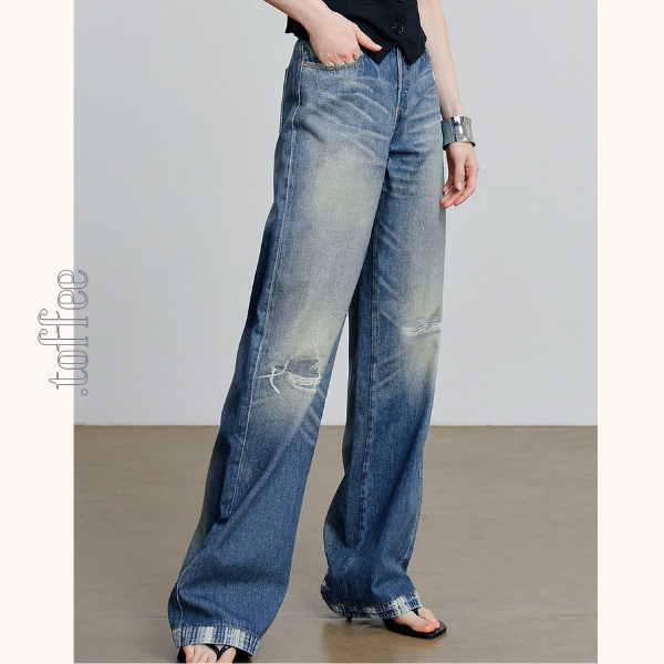 【4pattern】プリントストレートジーンズ《Z00929》