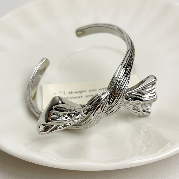 シルバーリボンブレスレット＆リングの2点セット　Z00406