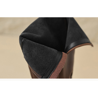 【2color】ラウンドトゥサイドジッパーロングブーツ X-468