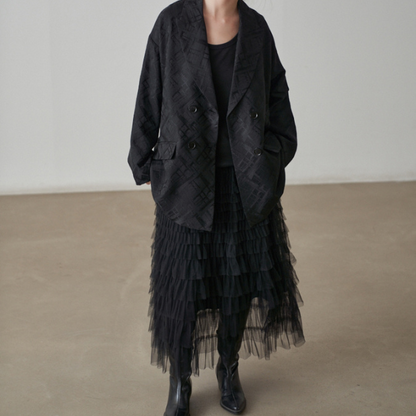 ダブルブレスミドル丈ルーズジャケット X-434