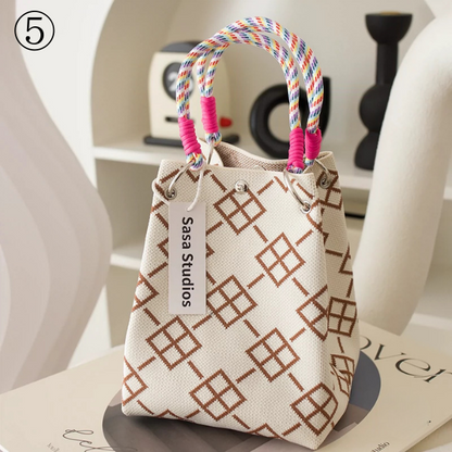 【20pattern】マルチカラースクエアトートバッグ《Z00892》