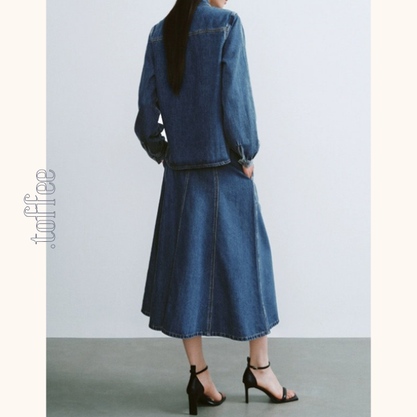 リボンタイ付きウォッシュドデニムシャツ　Z00611