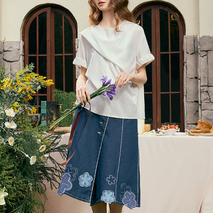 花柄刺繍デザインシャツ《Z00841》