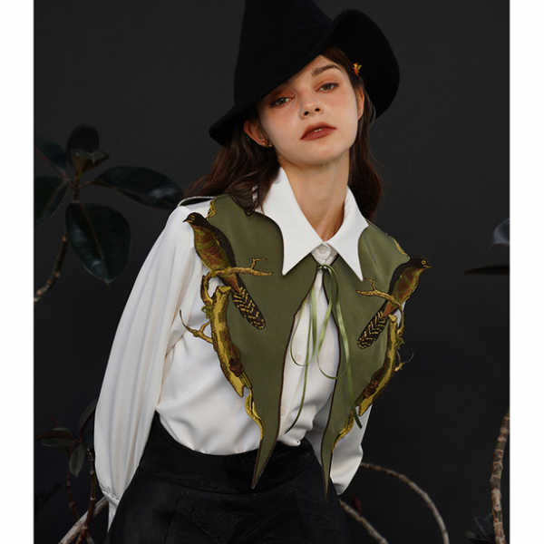 バードエンブロイダリーショール w-061