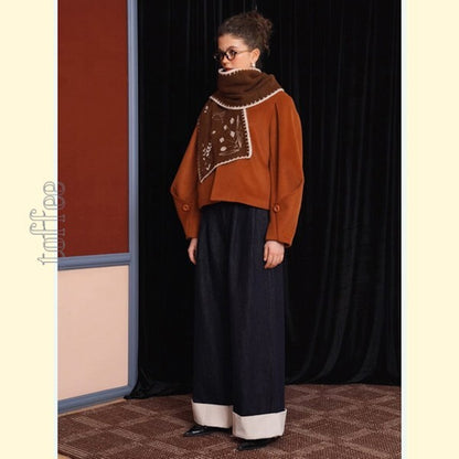 自然と夢が織りなす芸術的アクセサリー：鳥と植物刺繍のショール 《C0192》