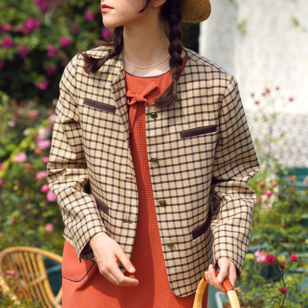 クラシックチェック柄ショートジャケット　Z00509