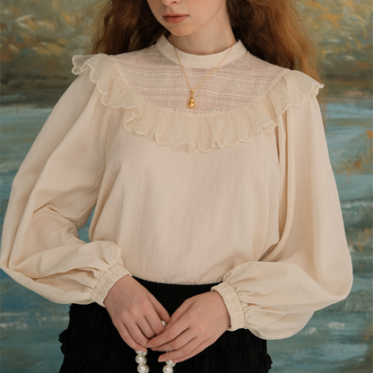 パールデコラティブバルーンスリーブブラウス Z00627