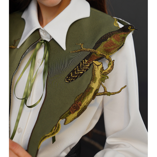 バードエンブロイダリーショール w-061