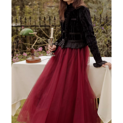 【2color】メッシュフェアリーロングスカート Z00189