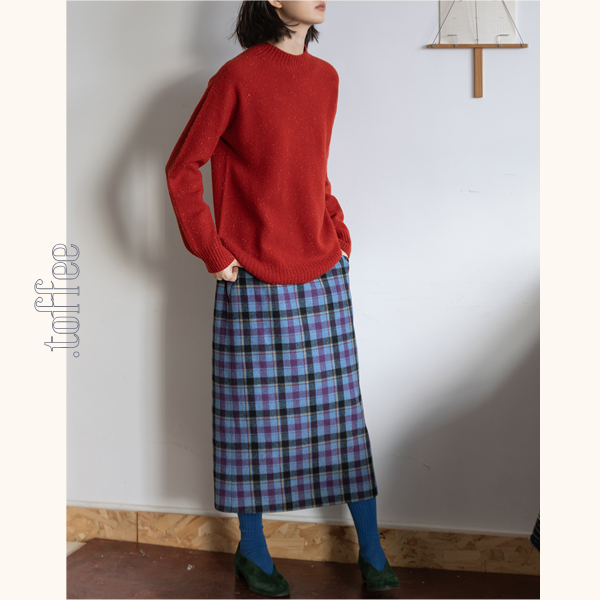 カラフルチェック柄ストレートスカート　《Z00648》