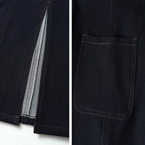 ジップジャケット＆フロントスリットロングスカートのデニムセットアップ　Z00475