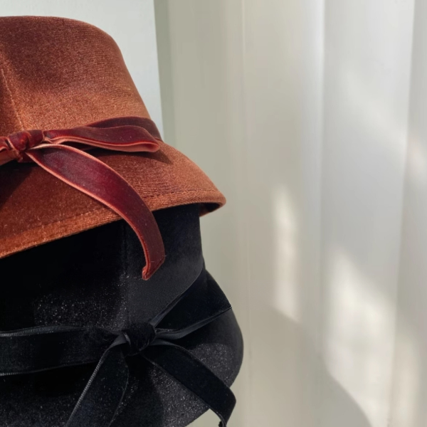 【2color】リボン付きベルベットハット Z00059