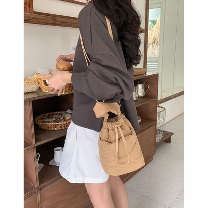 【4color】2wayストラップキルティングバケットバッグ X-443