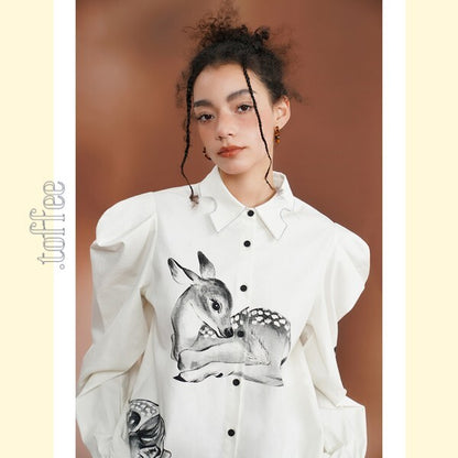 【2color】月明かりのバンビが踊る：オリエンタルな世界へ誘うブラウス C0185