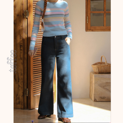 スターフラワー刺繍ブーツカットデニム《Z00830》