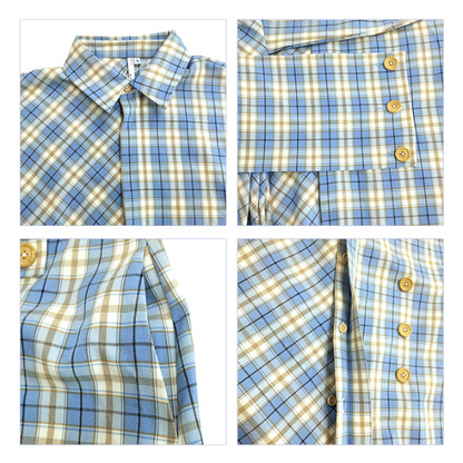 オーバーチェックシャツワンピース w-093