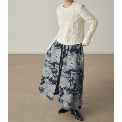 【2color】 レースフリンジ スリムフィットトップス X-433