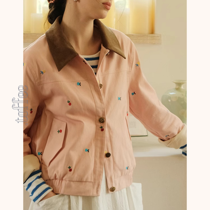 【2color】マルチカラー刺繍入りデニムセットアップ　Z00499