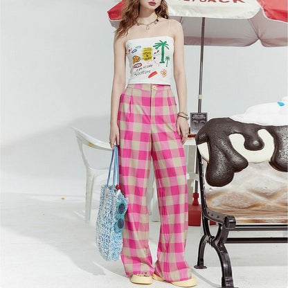 ブロックチェックワイドパンツ Z00379