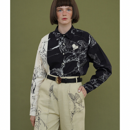 バイカラーアーティスティックシャツ w-027