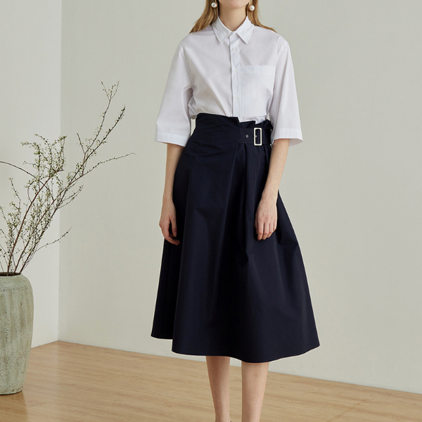 【2color】アシンメトリーベルテッドスカート X-122