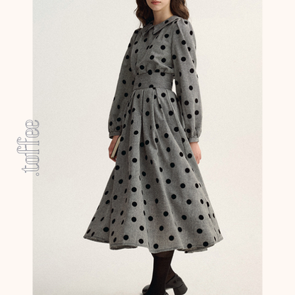 グレートップ＆ロングスカートのポルカドットセットアップ　Z00529
