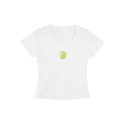 【2color】グリーンアップルプリントクルーネックトップ《Z01012》