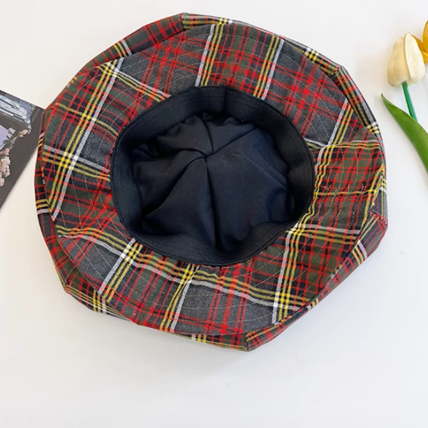 【2color】ギャザーディテールチェック柄帽子《Z00881》