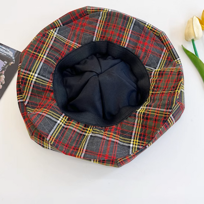 【2color】ギャザーディテールチェック柄帽子《Z00881》